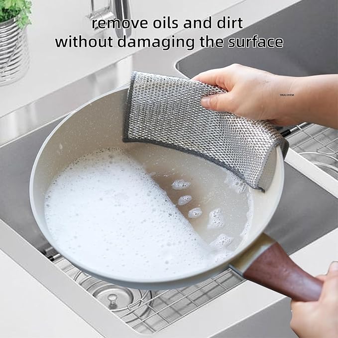 Dish washing Cleaning cloth | Wire Dish washing Rugs for Wet and Dry, Metal Wire Dish Towels for Kitchen, Dishes - 1 PCs