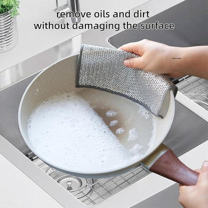 Dish washing Cleaning cloth | Wire Dish washing Rugs for Wet and Dry, Metal Wire Dish Towels for Kitchen, Dishes - 1 PCs