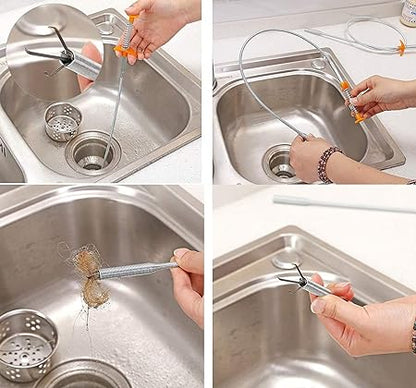 Stainless Steel Hair Catching Drain Cleaner Wire Spring Sink Cleaning Stick (50cm)
